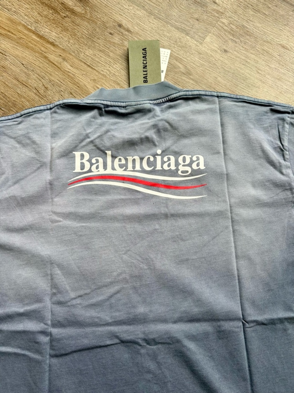Balenciaga Blue T-shirt with White Logo